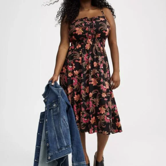 Tea Length Wash Challis Sleeveless Aline Dress- Torrid Size 1 (14-16) - Picture 2 of 4